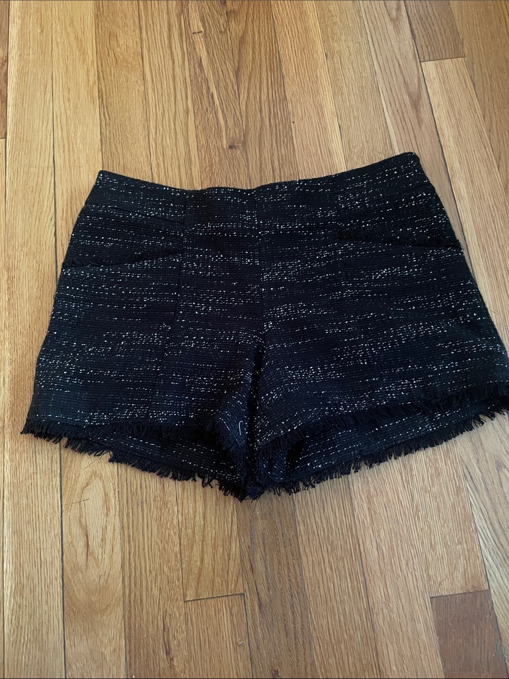 LOFT Black Tweed Frayed Hem Women's Shorts Size 0